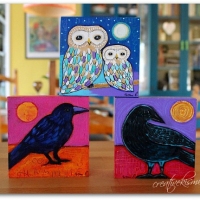 Owls and Black Birds  (all sold)