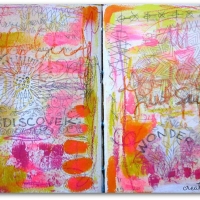 pink, yellow, orange
