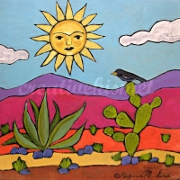 Desert Scene with Black Bird