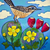 Cactus Wren with Buttercups (n/a)